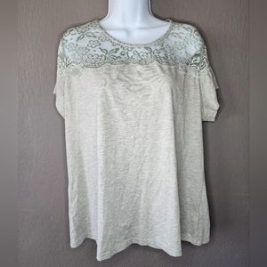 Doublju Gray Lace Top Tee NWT